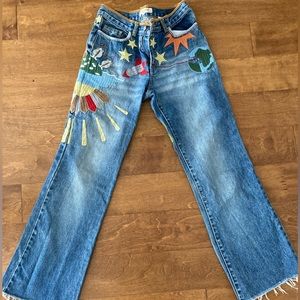 Rare Chloe vintage embroidered flare jeans 100 % cotton